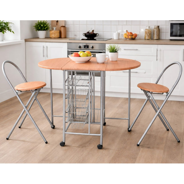 Folding Dining Table and Chairs Space Saving - Oak