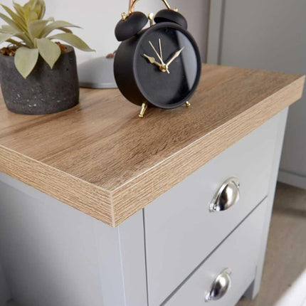 2 Drawer Bedside Cabinet Small Chest of Drawers - Grey