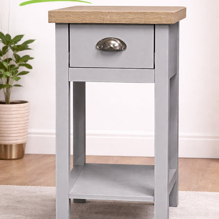 1 Drawer Bedside Cabinet Small Storage With Shelf - Grey