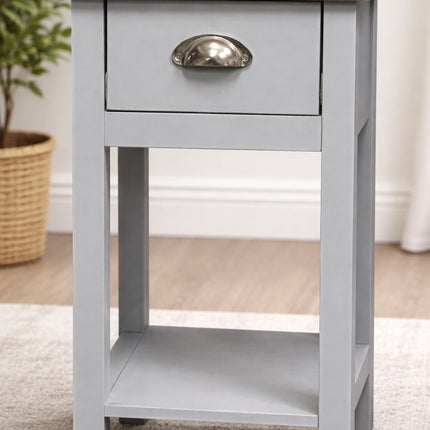 1 Drawer Bedside Cabinet Small Storage With Shelf - Grey
