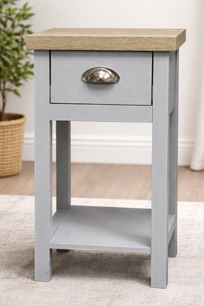 1 Drawer Bedside Cabinet Small Storage With Shelf - Grey