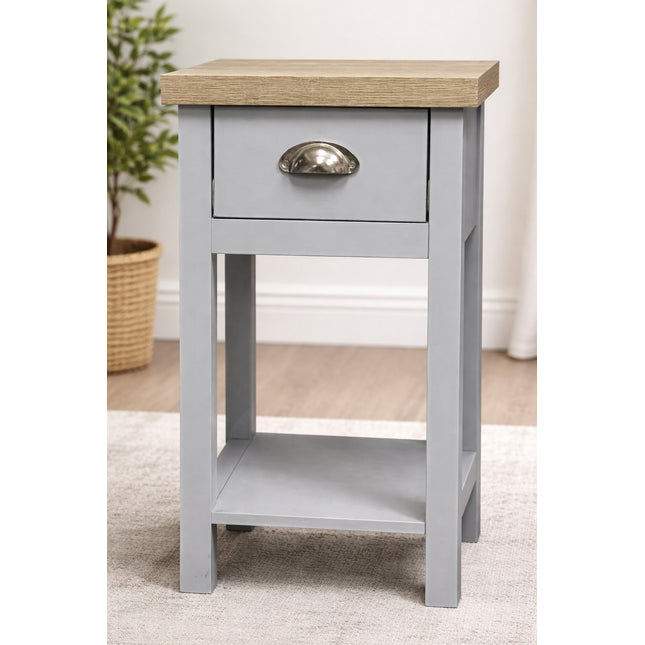 1 Drawer Bedside Cabinet Small Storage With Shelf - Grey