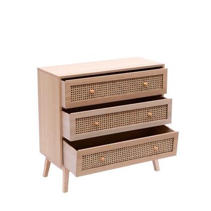 Rattan 3 Drawer Chest Cabinet - Natural