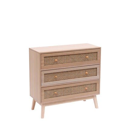 Rattan 3 Drawer Chest Cabinet - Natural