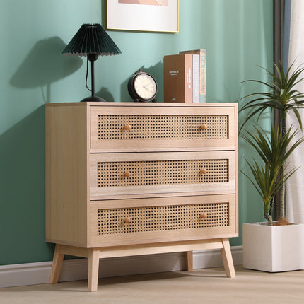 Rattan 3 Drawer Chest Cabinet - Natural