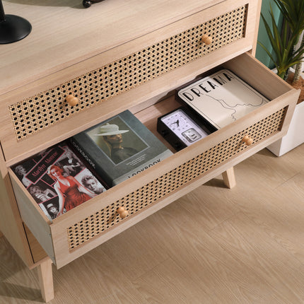 Rattan 3 Drawer Chest Cabinet - Natural