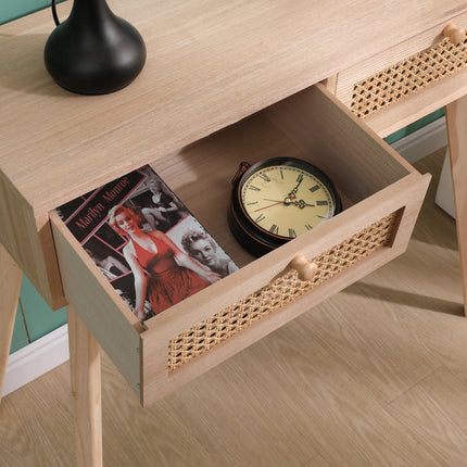 Rattan 2 Drawer Console Table