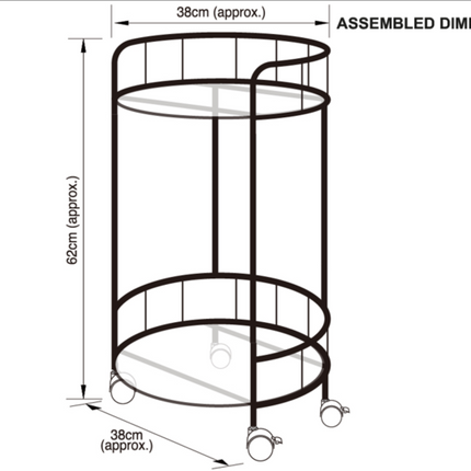 Stylish Black Drinks Trolley Two Glass Shelves Eye Catching Black With Castor