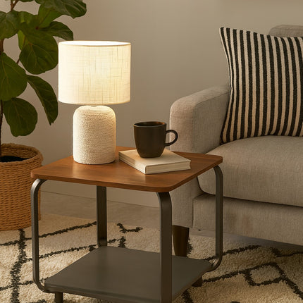 Oak and Black Side Table