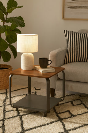 Oak and Black Side Table