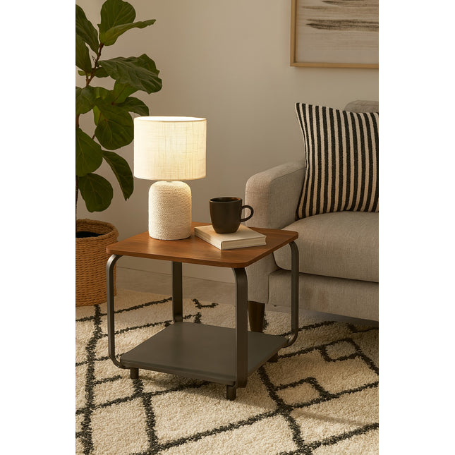 Oak and Black Side Table