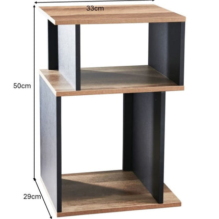 2 Tier Oak & Black Side Table-S78