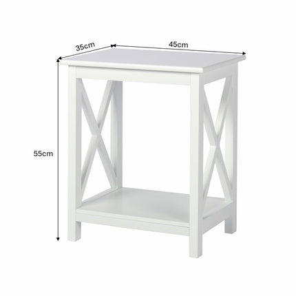 2 Tier Small Side Table - White-S8O