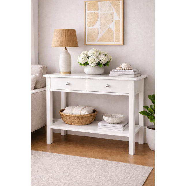 2 Drawer White Console Table Hallway Table Home Furniture