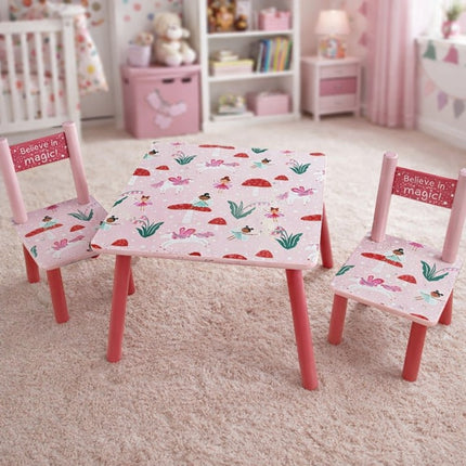Wooden Table and 2 Chairs Kids Set - Sturdy Furniture for Toddlers, Preschoolers - Perfect for Playroom, Bedroom, or Study - Durable Wooden Construction, Easy to Assemble.