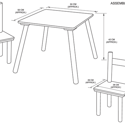 Wooden Table and 2 Chairs Kids Set - Sturdy Furniture for Toddlers, Preschoolers - Perfect for Playroom, Bedroom, or Study - Durable Wooden Construction, Easy to Assemble.