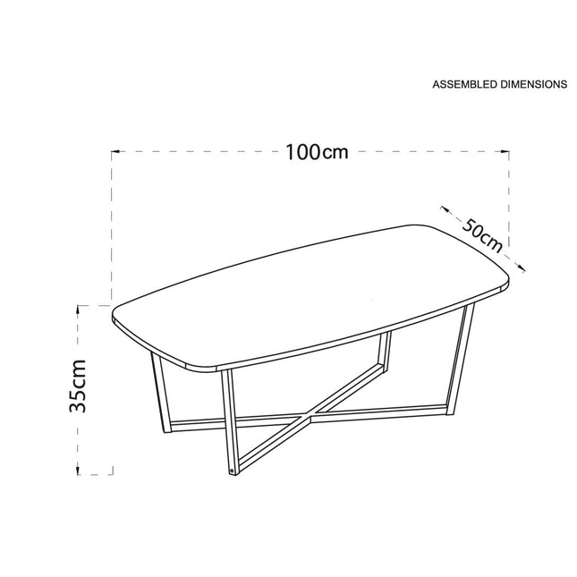 Large Coffee Table Wooden Top Black Metal Legs Living Room Modern Centre Table