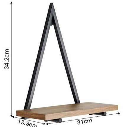 Spot on DealzModern Triangle Shelf Compact Storage Organizer Durable MDF with PVC Finish Powder Coated Metal Frame Black Frame with Wood Tone Board