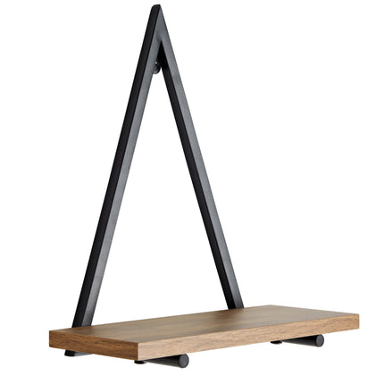 Spot on DealzModern Triangle Shelf Compact Storage Organizer Durable MDF with PVC Finish Powder Coated Metal Frame Black Frame with Wood Tone Board