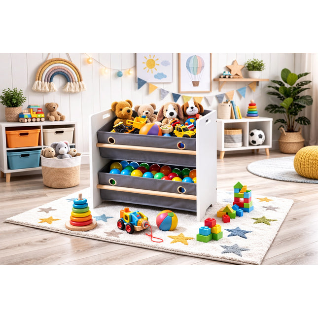 Kids Storage Cabinet with 2 Baskets Toy Organiser Children’s Bedroom Storage Unit
