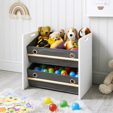 Kids Home 2 Basket Storage Cabinet - Toy Organizer, Clothes Storage, Bookshelf, Multi-Purpose Furniture for Kids’ Room, Nursery, Playroom, and Living Room