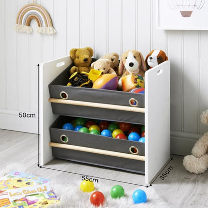 Kids Home 2 Basket Storage Cabinet - Toy Organizer, Clothes Storage, Bookshelf, Multi-Purpose Furniture for Kids’ Room, Nursery, Playroom, and Living Room
