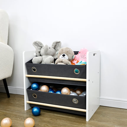Kids Home 2 Basket Storage Cabinet - Toy Organizer, Clothes Storage, Bookshelf, Multi-Purpose Furniture for Kids’ Room, Nursery, Playroom, and Living Room