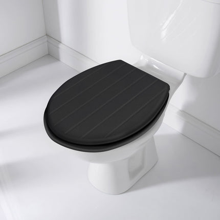 Wooden Toilet Seat 18”, MDF Wood Construction, Universal Round Fit, Sturdy & Comfortable, Available in Various Designs
