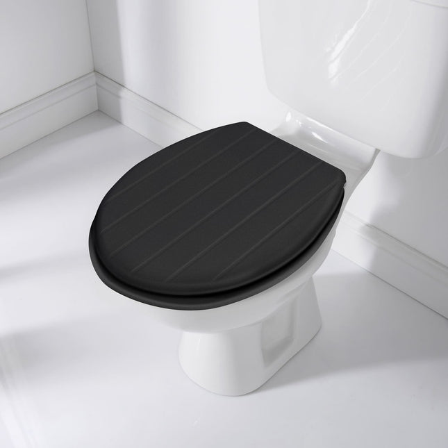 Wooden Toilet Seat 18”, MDF Wood Construction, Universal Round Fit, Sturdy & Comfortable, Available in Various Designs