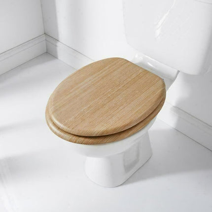 Wooden Toilet Seat 18”, MDF Wood Construction, Universal Round Fit, Sturdy & Comfortable, Available in Various Designs