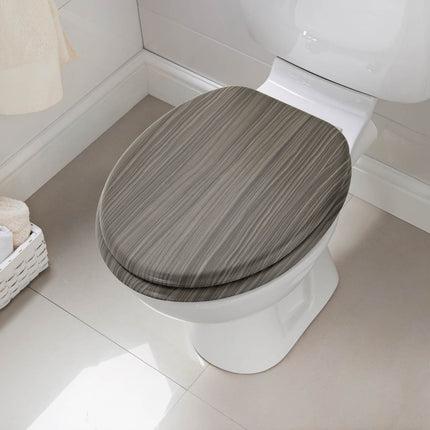 Wooden Toilet Seat 18”, MDF Wood Construction, Universal Round Fit, Sturdy & Comfortable, Available in Various Designs