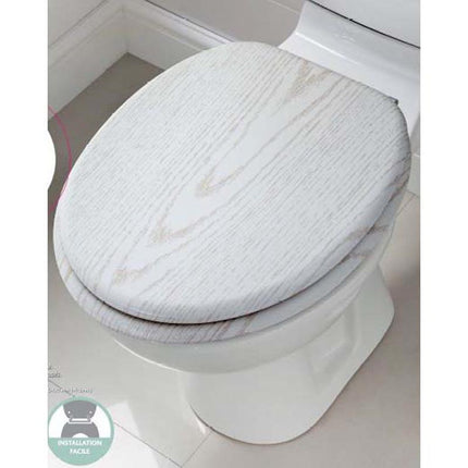 Wooden Toilet Seat 18”, MDF Wood Construction, Universal Round Fit, Sturdy & Comfortable, Available in Various Designs