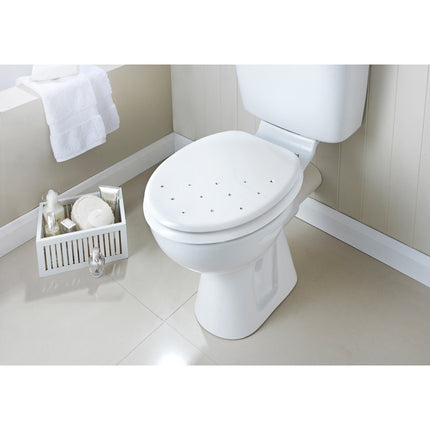 Wooden Toilet Seat 18”, MDF Wood Construction, Universal Round Fit, Sturdy & Comfortable, Available in Various Designs