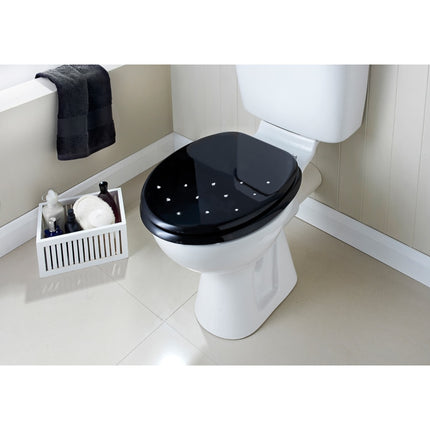Wooden Toilet Seat 18”, MDF Wood Construction, Universal Round Fit, Sturdy & Comfortable, Available in Various Designs