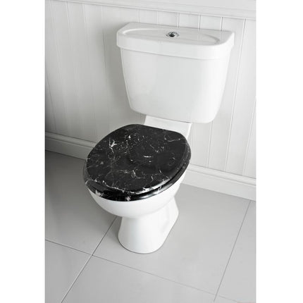 Wooden Toilet Seat 18”, MDF Wood Construction, Universal Round Fit, Sturdy & Comfortable, Available in Various Designs