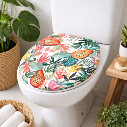 Wooden Toilet Seat 18”, MDF Wood Construction, Universal Round Fit, Sturdy & Comfortable, Available in Various Designs