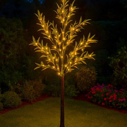 1.2m Solar Powered Olive Tree With 150 Microdot LED Lights Warm White Garden-62E