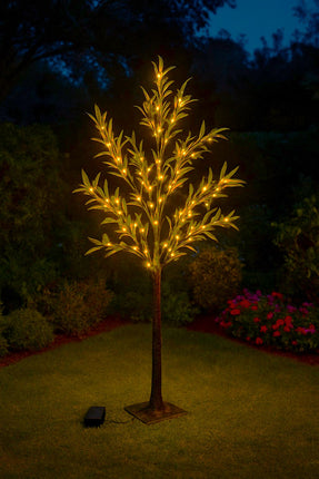 1.2m Solar Powered Olive Tree With 150 Microdot LED Lights Warm White Garden-62E