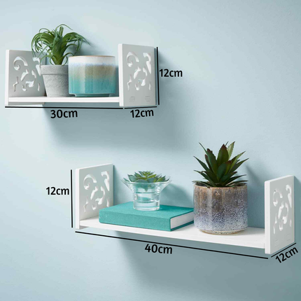 Set of 2 Floating Wall Mounted Shelves U Shape - Grey