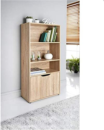 3 Shelves Cube Storage Shelving Unit 2 Doors Living Room - Oak