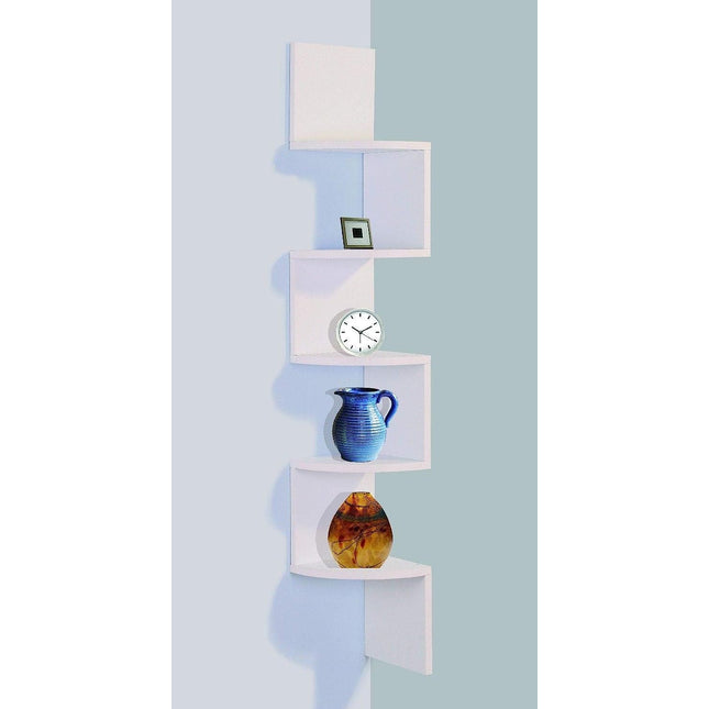 5 Tier Corner Shelves Wall Floating Shelf - White