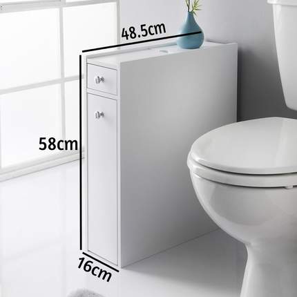Bathroom Storage Cabinet Slimline Narrow Cupboard - White