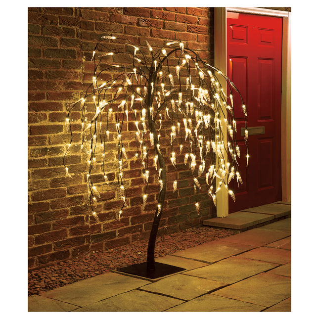 5 FT Weeping Willow Tree Outdoor Christmas Decorations 240 Warm white LED Tree