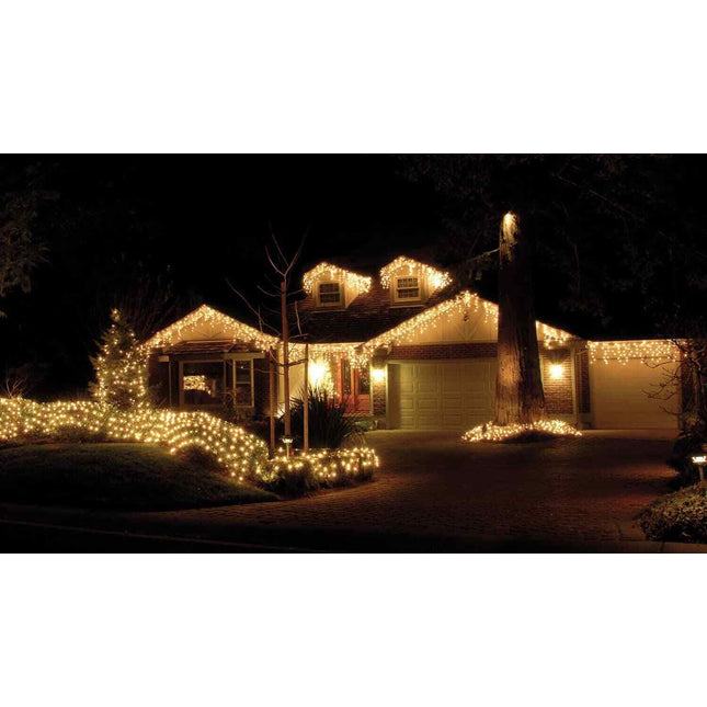 240 LED 8 Functions Icicle Outdoor Christmas Lights Warm White Colour
