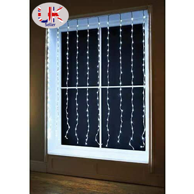 240 LED Cascading Waterfall Curtain Outdoor Christmas Lights Cool White