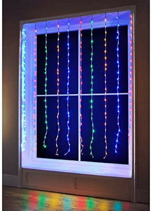 240 LED Cascading Waterfall Curtain Outdoor Christmas Lights Multi Colour