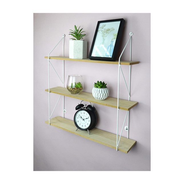 3 Tier Floating Shelf Wall Shelves for Bedroom - White