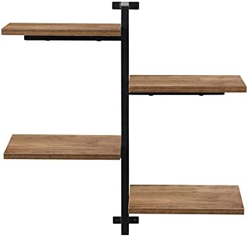 4 Tier Vertical Floating Hanging Shelf - Rustic