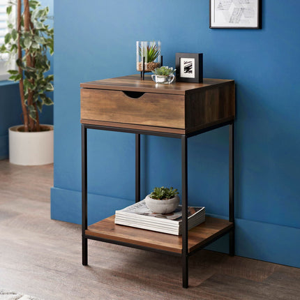 Small Bedside Cabinet Side Table Living Room - Walnut