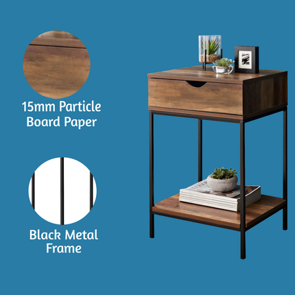 Small Bedside Cabinet Side Table Living Room - Walnut